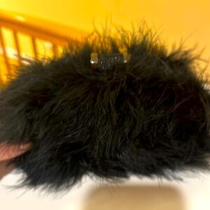 Halston Heritage black feather clutch